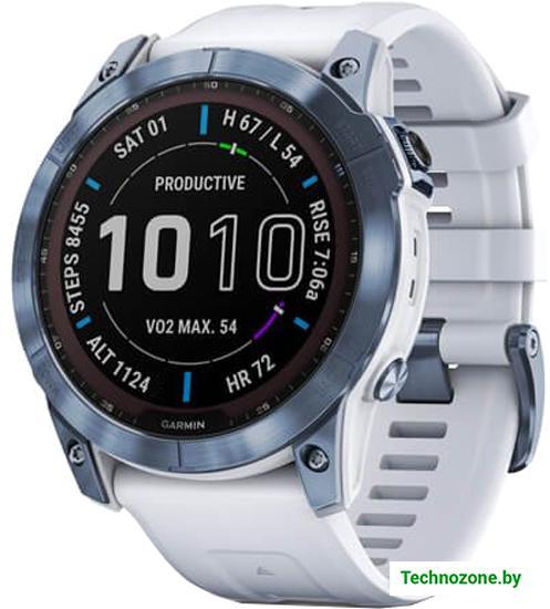 Умные часы Garmin Fenix 7X Sapphire Solar 51 мм (голубой минерал/белый камень) - фото 1 - id-p224552323