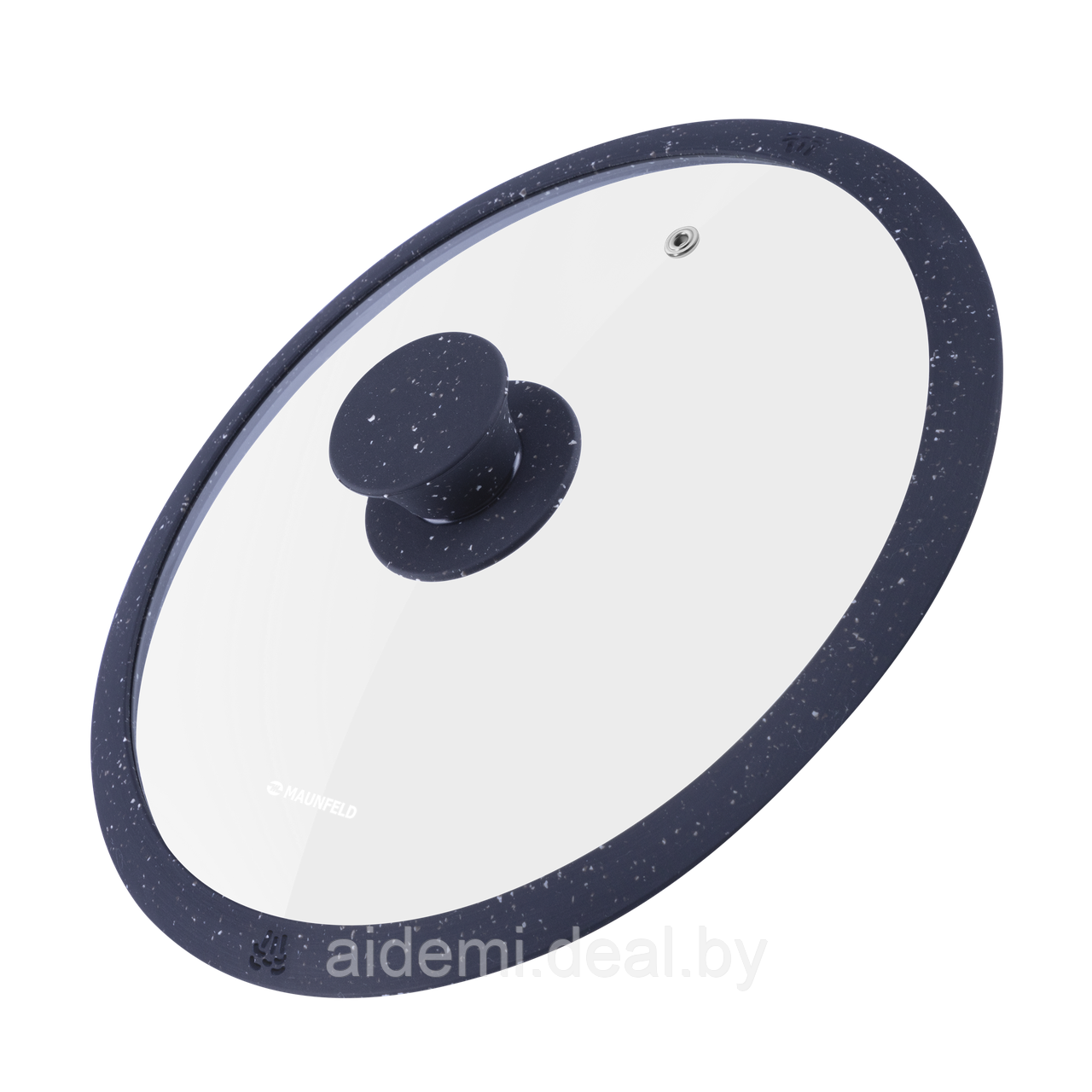 Крышка стеклянная MAUNFELD TRINITY MGL24SMBK с силиконовым ободком и ручкой, 24 см - фото 1 - id-p224549025