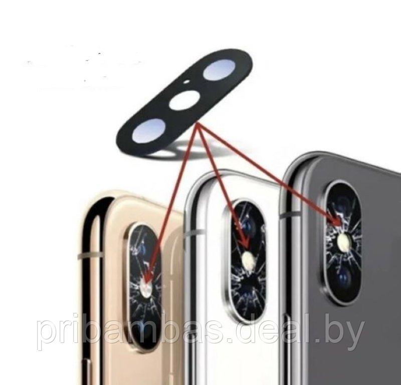 Стекло камеры для Apple iPhone XS Черное (без рамки, кольца) - фото 1 - id-p224552313