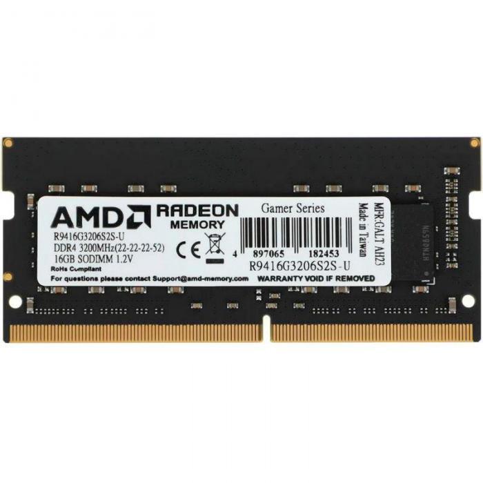 Модуль памяти AMD R9 RTL DDR4 SO-DIMM 3200MHz PC4-25600 CL22 - 16Gb R9416G3206S2S-U - фото 1 - id-p224553439