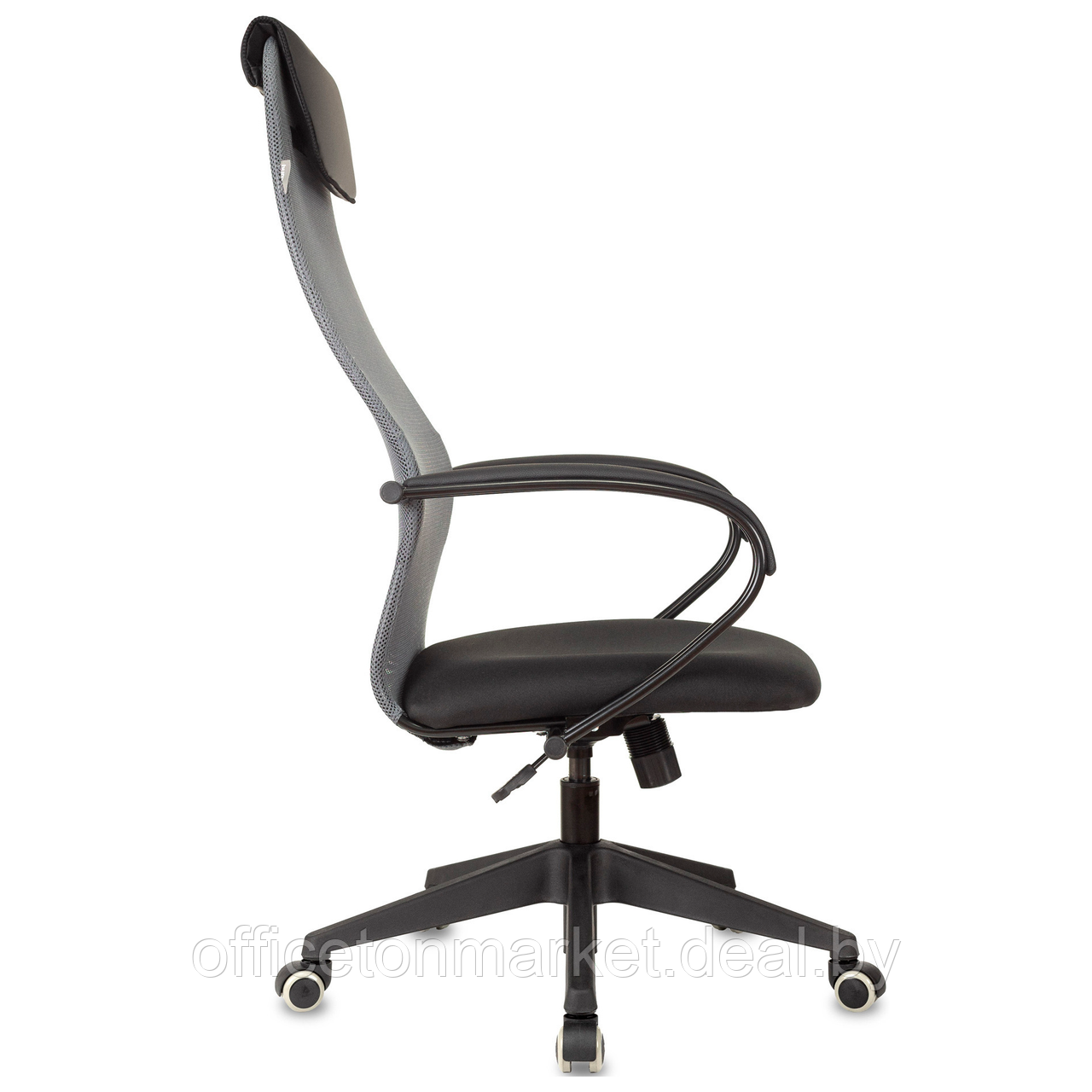 Кресло руководителя "Бюрократ CH-607 TW-02", с подголовником, сетка, ткань, пластик, серый - фото 3 - id-p224554221