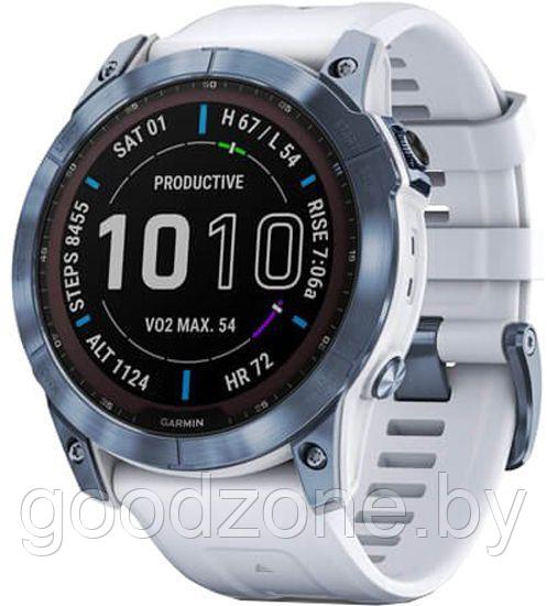 Умные часы Garmin Fenix 7X Sapphire Solar 51 мм (голубой минерал/белый камень) - фото 1 - id-p224554517