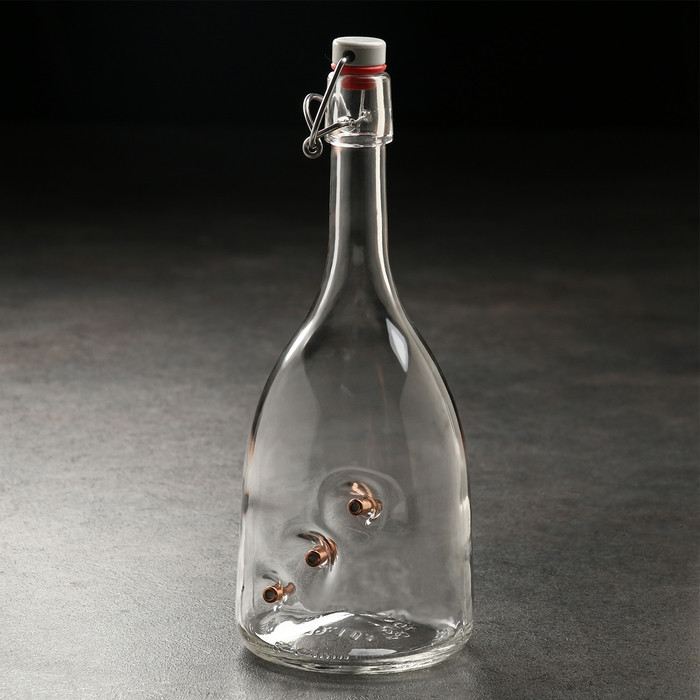 Бутылка с бугельной крышкой для настоек "Непробиваемая. 3 пули" - фото 1 - id-p224555538
