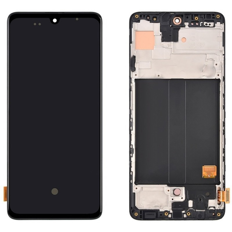 Дисплей (экран в сборе) для телефона Samsung Galaxy A51 (A515F), A51 5G (A516F) в рамке, черный (OLED Full