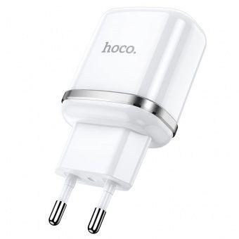 Сетевое зарядное устройство N4 Aspiring dual port charger(EU) белый hoco 2,4A - фото 2 - id-p224555667