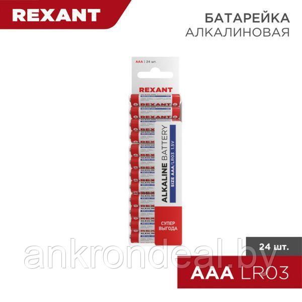 Батарейка алкалиновая AAA/LR03 1,5V 24 шт. (мизинчик) блистер REXANT - фото 1 - id-p224557062