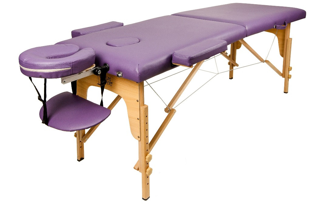 Массажный стол Atlas Sport складной 2-с 60 см деревянный + сумка в подарок (фиолетовый)