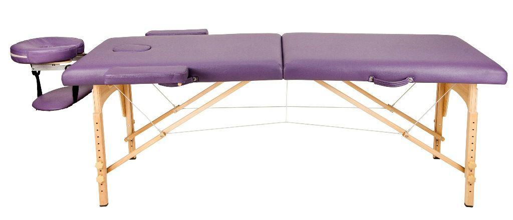 Массажный стол Atlas Sport складной 2-с 60 см деревянный + сумка в подарок (фиолетовый) - фото 3 - id-p224557754
