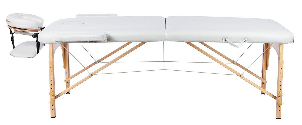 Массажный стол Atlas Sport складной 2-с 60 см деревянный + сумка (белый) - фото 3 - id-p224557756