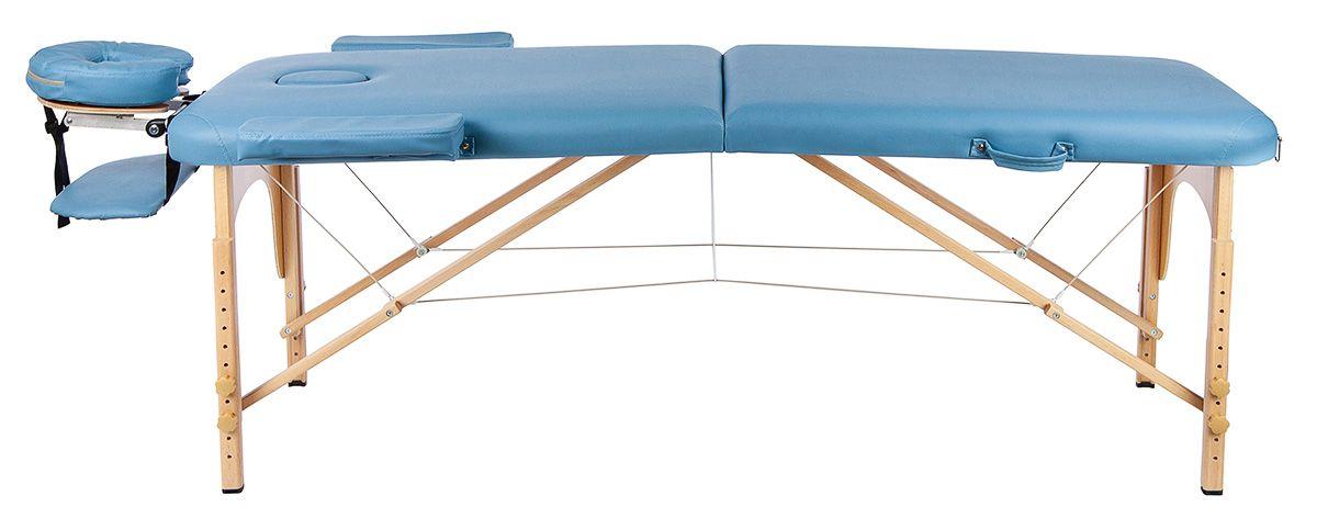 Массажный стол Atlas Sport складной 2-с 60 см деревянный + сумка (светло-голубой) - фото 2 - id-p224557757