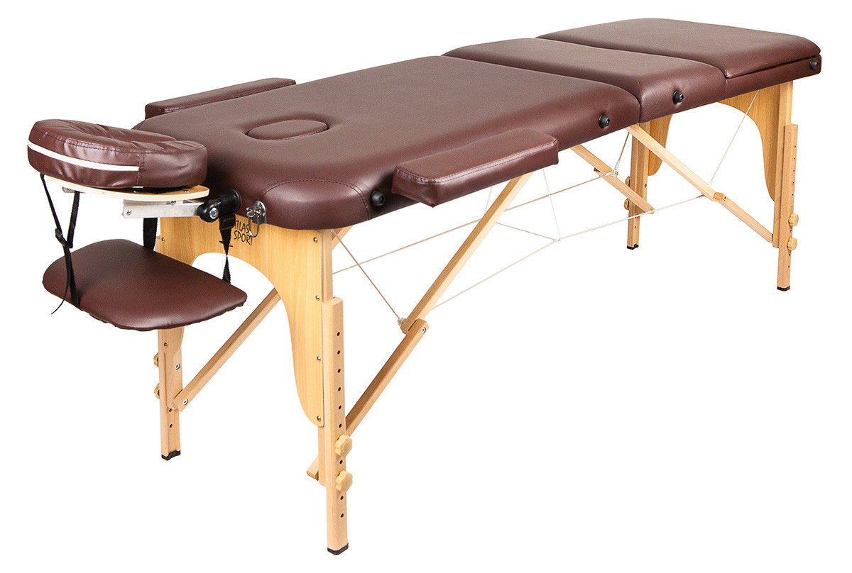 Массажный стол Atlas Sport 60 см складной 3-с деревянный + сумка (коричневый)