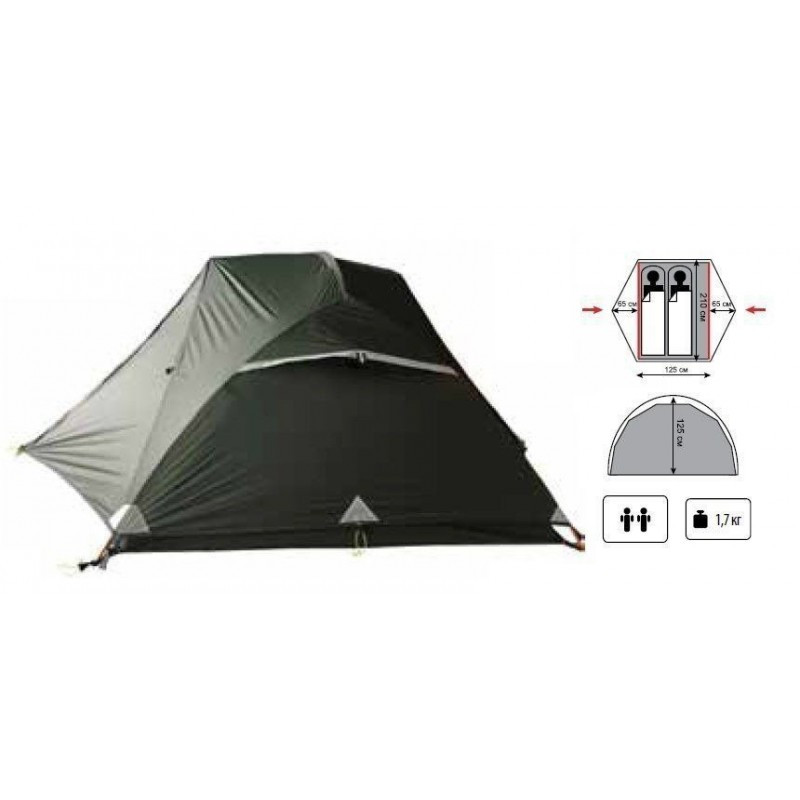 Кемпинговая палатка TRAMP Cloud 2 Si (зеленый) - фото 4 - id-p224558461