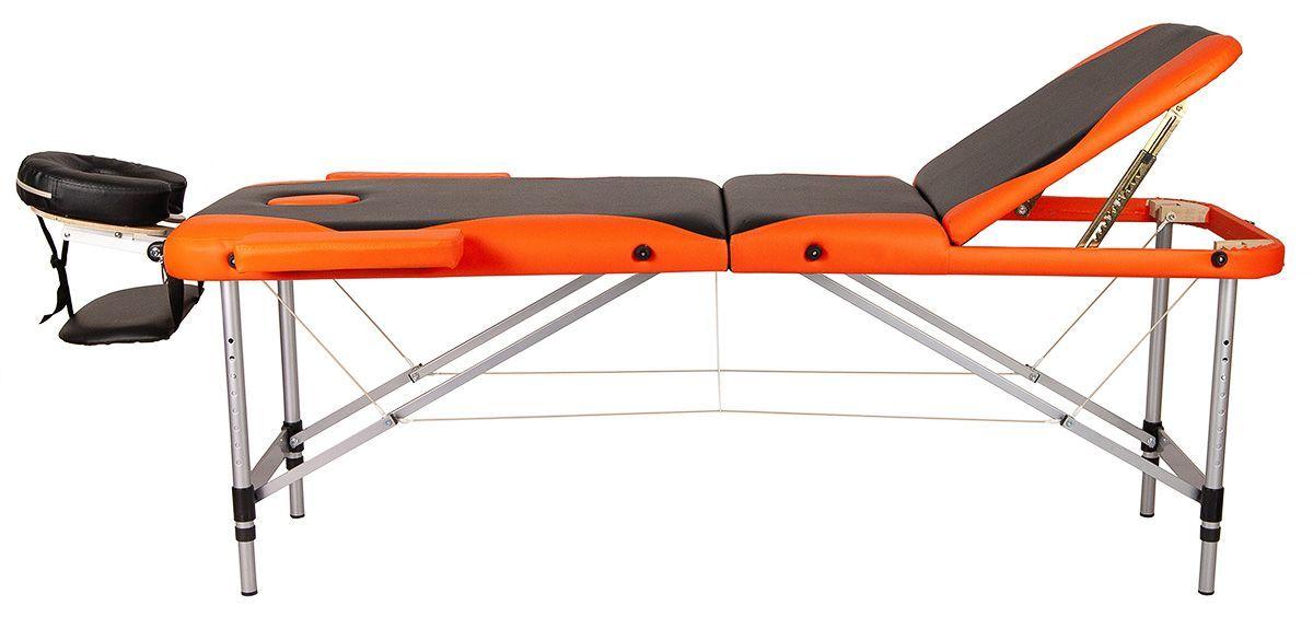 Массажный стол AtlasSport 60 см 3-с алюминиевый (черно-оранжевый) - фото 2 - id-p224557777