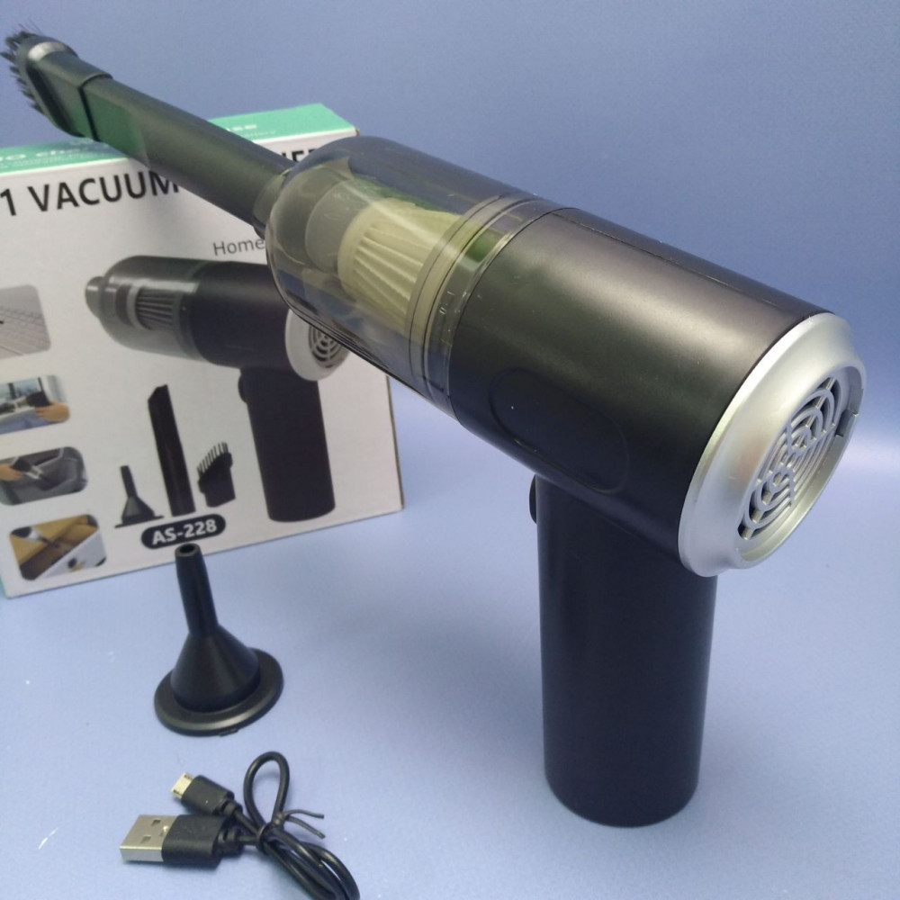 Портативный вакуумный пылесос с тремя насадками Vacuum Cleanmer / Беспроводной универсальный пылесос - фото 2 - id-p224537506