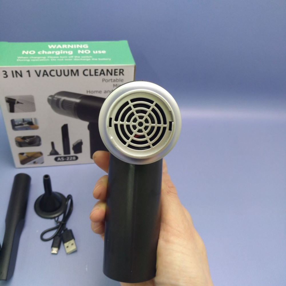 Портативный вакуумный пылесос с тремя насадками Vacuum Cleanmer / Беспроводной универсальный пылесос - фото 8 - id-p224537506