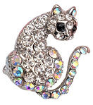 Брошь «Дикая кошка» 3,5*2 см, цвет радужно-чёрный в серебре