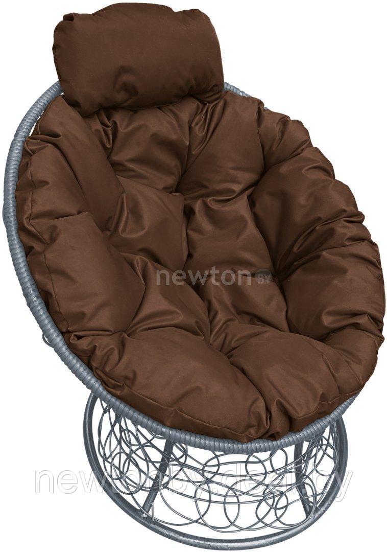 Кресло M-Group Папасан мини 12070305 (серый ротанг/коричневая подушка) - фото 1 - id-p224561031