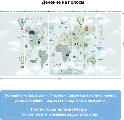 Фотообои листовые Citydecor Карта мира на русском 10 - фото 5 - id-p224570722
