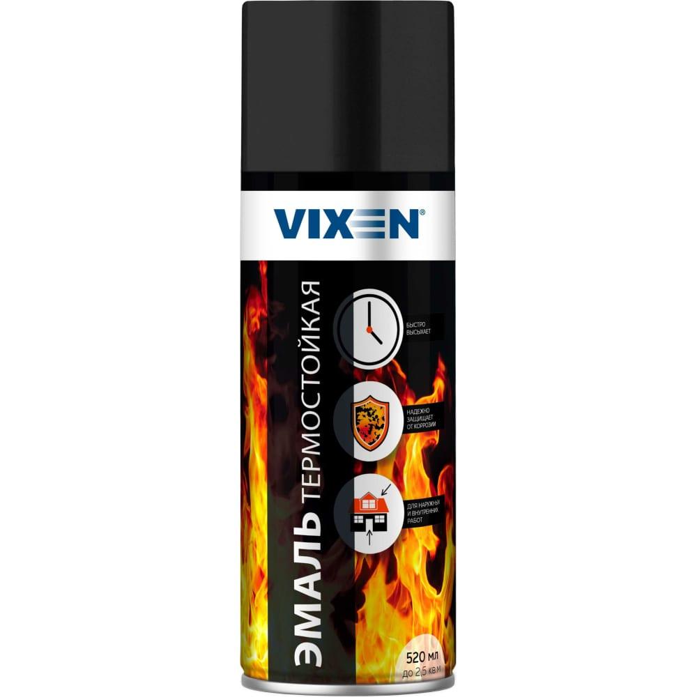 VIXEN VX-53002 Эмаль термостойкая, черная, аэрозоль 520 мл