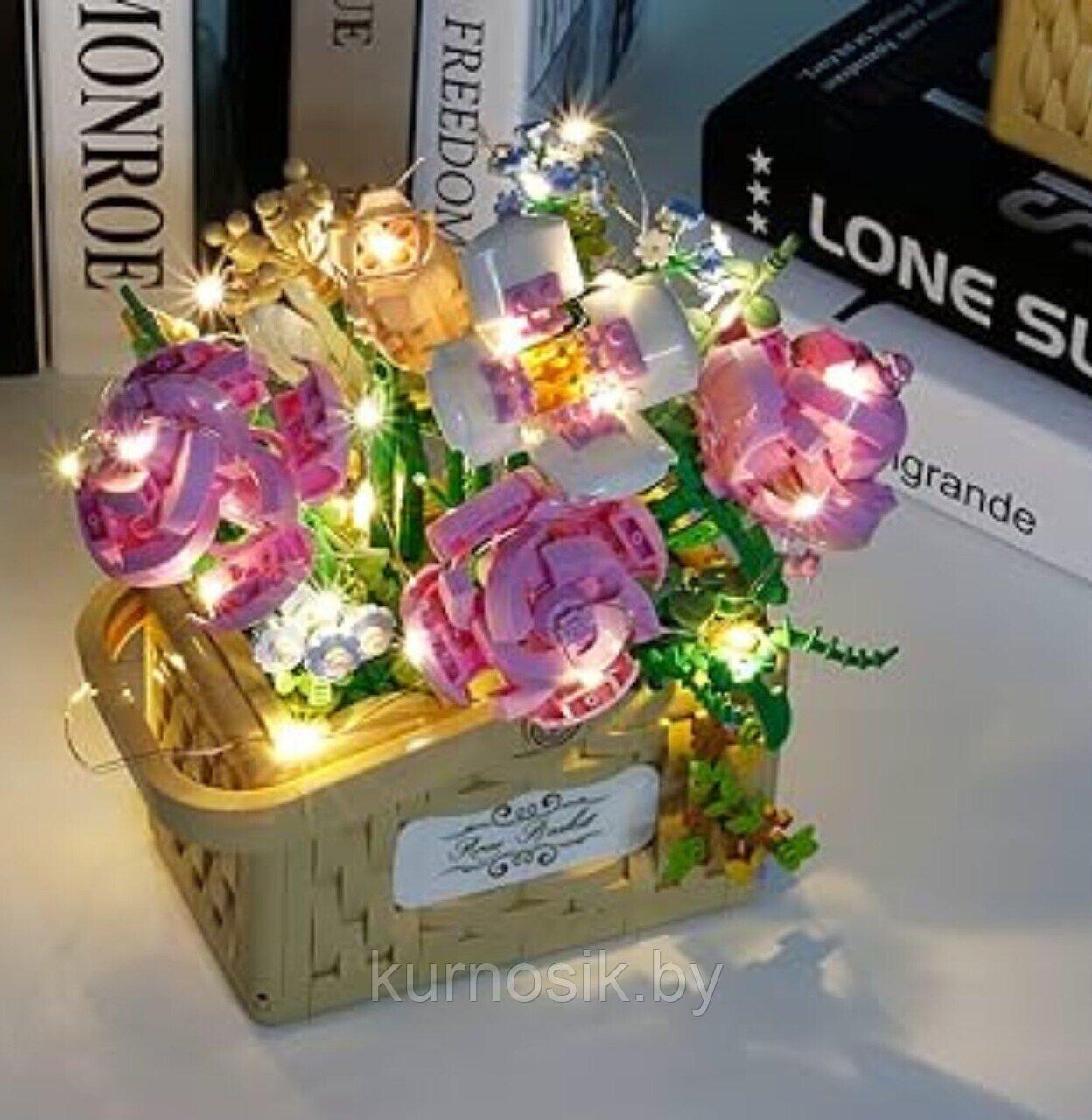 Конструктор 21071 Balody Цветы: Розы в корзине с Led-подсветкой, 1277 деталей - фото 9 - id-p224583495