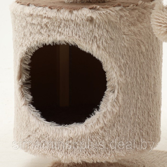 Комплекс для кошек с когтеточкой, 63 х 41 х 76 см, пушистый мех, джут, коричневый - фото 6 - id-p224588198