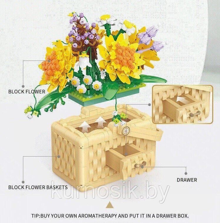 Конструктор 21072 Balody Цветы: Подсолнухи в корзине с Led-подсветкой, 1295 деталей - фото 4 - id-p224598081