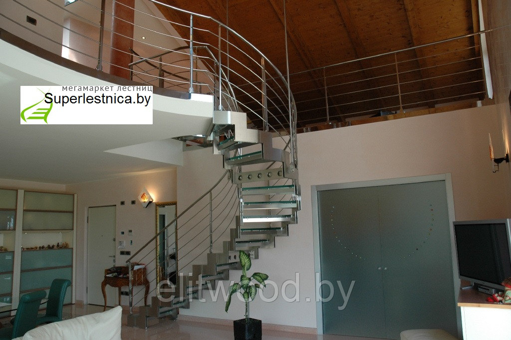 Стеклянные лестницы на металлокаркасе Премиум - фото 4 - id-p32752617
