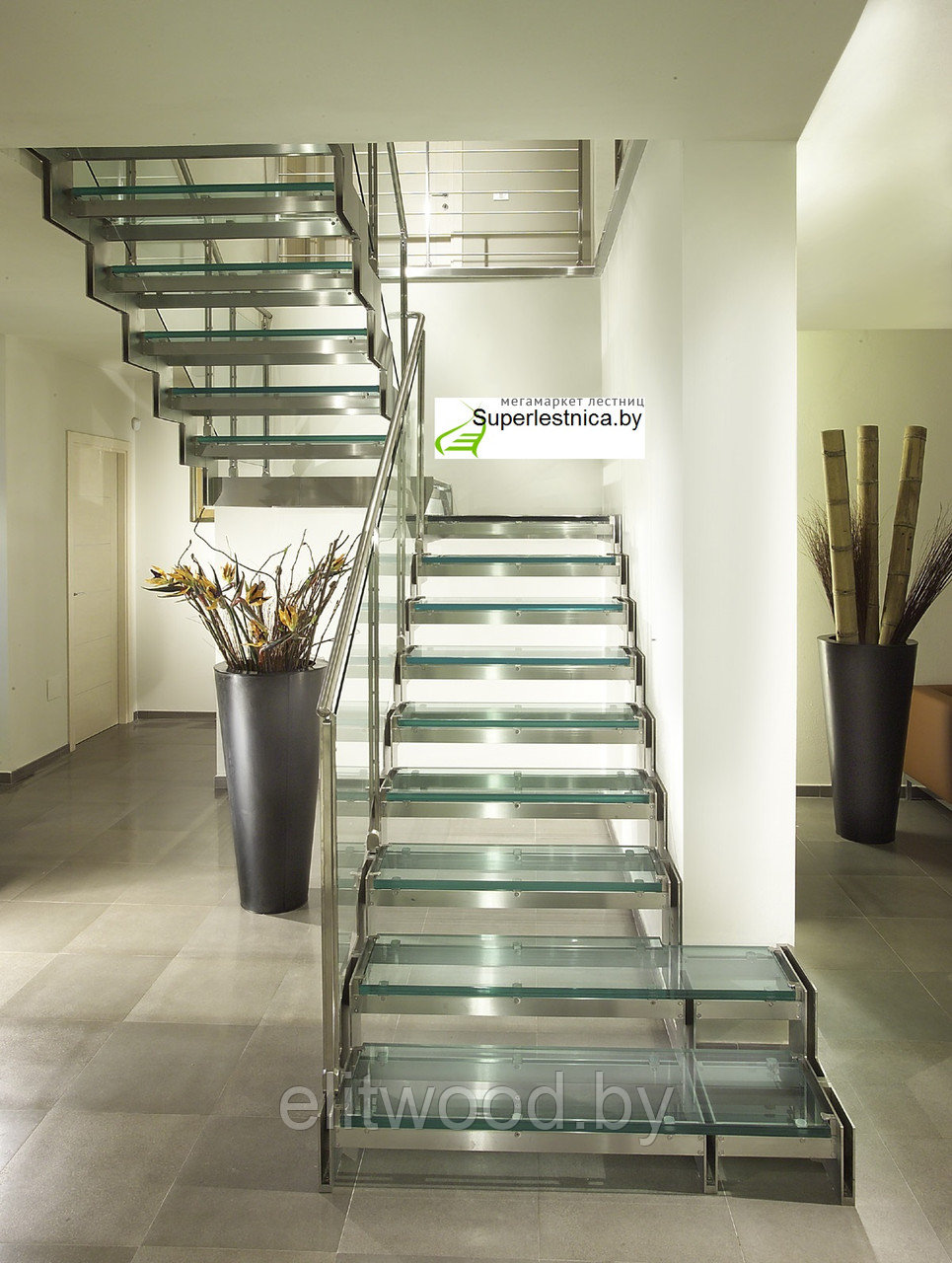 Стеклянные лестницы на металлокаркасе Премиум - фото 2 - id-p32752617