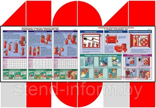 Стенд «101» на пластике по пожарной безопасности р-р 100*50 см - фото 1 - id-p1071122