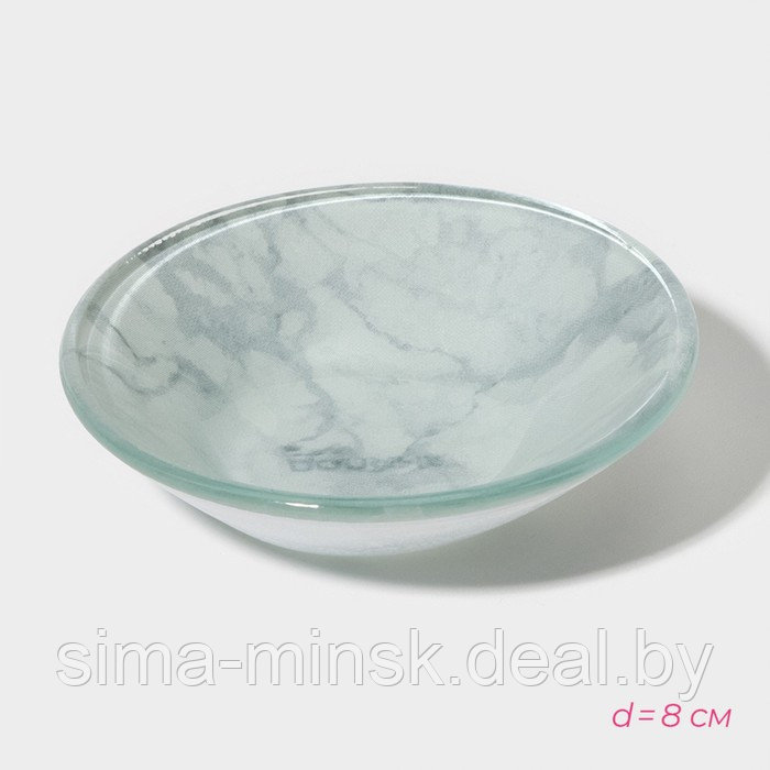 Набор для суши из стекла Доляна «Марбл белый», 3 предмета: соусники 8×2 см, 8×6 см, подставка 25×15 см - фото 5 - id-p224618029
