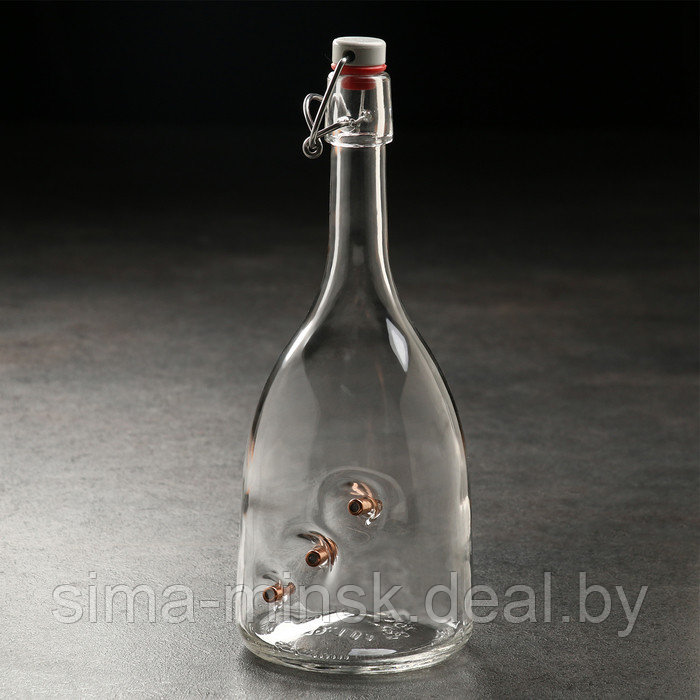 Бутылка с бугельной крышкой для настоек "Непробиваемая. 3 пули" - фото 1 - id-p224618042