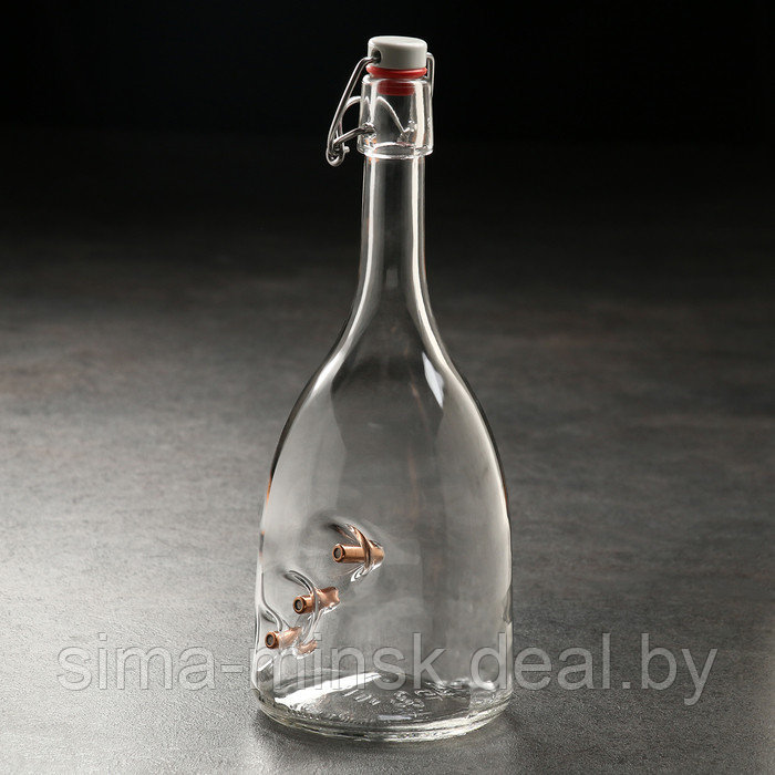 Бутылка с бугельной крышкой для настоек "Непробиваемая. 3 пули" - фото 2 - id-p224618042