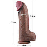 Темнокожий фаллос-гигант Dual Layered Silicone Cock XXL 33 см, фото 2