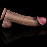 Темнокожий фаллос-гигант Dual Layered Silicone Cock XXL 33 см, фото 4