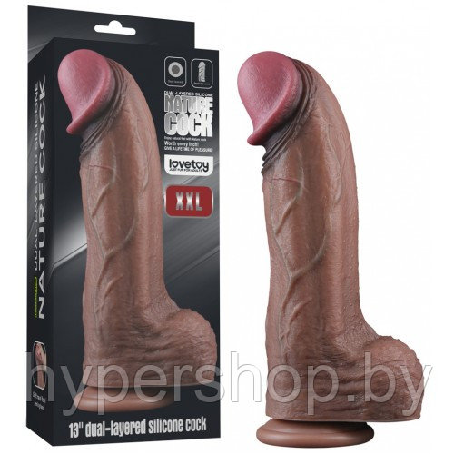 Темнокожий фаллос-гигант Dual Layered Silicone Cock XXL 33 см