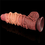 Реалистичный фаллоимитатор с мошонкой и рельефом из веревок Lovetoy Silicone Cock with Rope 24 см, фото 4