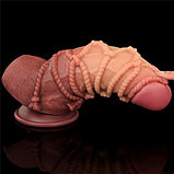 Реалистичный фаллоимитатор с мошонкой и рельефом из веревок Lovetoy Silicone Cock with Rope 25 см, фото 7
