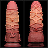 Реалистичный фаллоимитатор с мошонкой и рельефом из веревок Lovetoy Silicone Cock with Rope 25 см, фото 9
