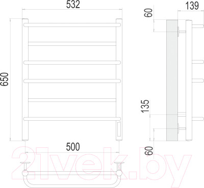 Полотенцесушитель электрический Terminus Евромикс П6 500x650 - фото 7 - id-p224645500