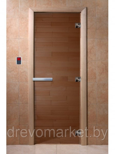 Дверь для бани стеклянная DoorWood "серия алюминиевая ручка", стекло Бронза (8мм), коробка 700*1900 мм - фото 1 - id-p8115865