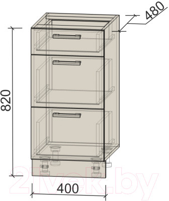 Шкаф-стол кухонный Интерлиния Компо НШ40рш3 1м+2б - фото 3 - id-p224647457