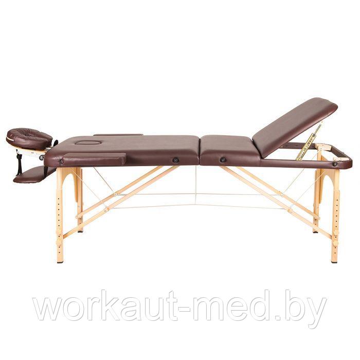 Массажный стол Atlas Sport 70 см складной 3-с деревянный + сумка в подарок (коричневый) - фото 3 - id-p224648412