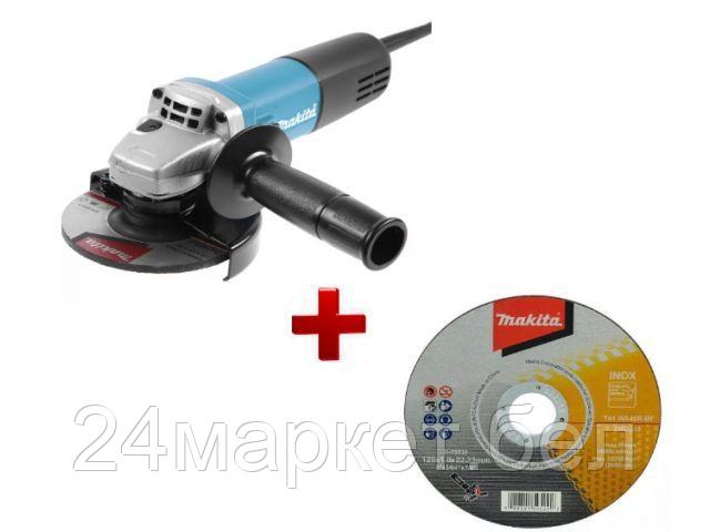 Одноручная углошлифмашина MAKITA 9558 HNRZ в кор. + АКЦИЯ Круг отрезной 125х1х22,23 мм. (D-75530) х5 (840 Вт, - фото 1 - id-p224649209