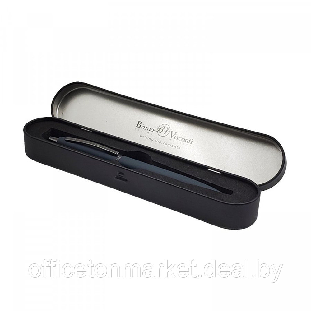 Ручка шариковая автоматическая "San Remo", 1.0 мм, темно-синий, серебристый, стерж. синий - фото 2 - id-p224534135