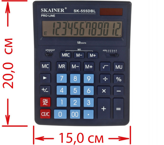 Калькулятор 12-разрядный Skainer SK-555 синий - фото 2 - id-p215494457