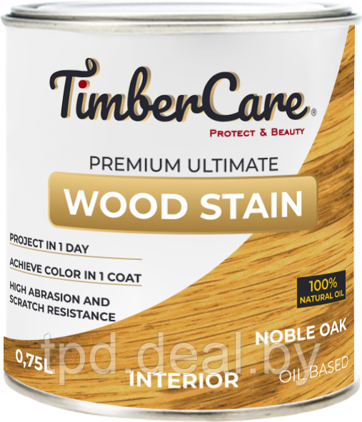 ТОНИРУЮЩЕЕ МАСЛО ВЫСОКОЙ ПРОЧНОСТИ TimberCare Wood Stain, цвет Благородный дуб , 075л - фото 1 - id-p194158004