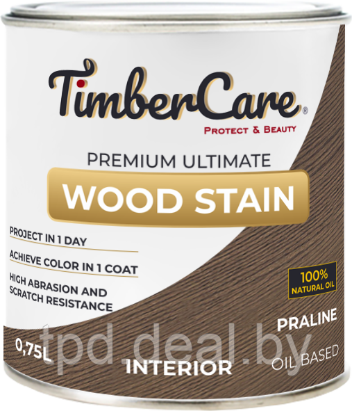 ТОНИРУЮЩЕЕ МАСЛО ВЫСОКОЙ ПРОЧНОСТИ TimberCare Wood Stain, цвет Пралине, 0,75 л - фото 1 - id-p194228457