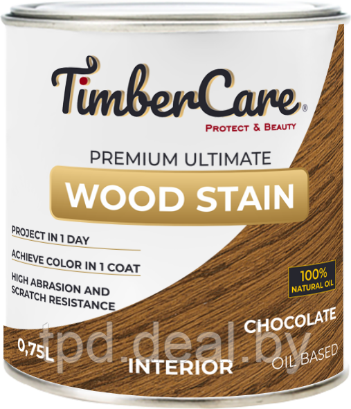 ТОНИРУЮЩЕЕ МАСЛО ВЫСОКОЙ ПРОЧНОСТИ TimberCare Wood Stain, цвет Шоколад, 0,75 л - фото 1 - id-p194228402