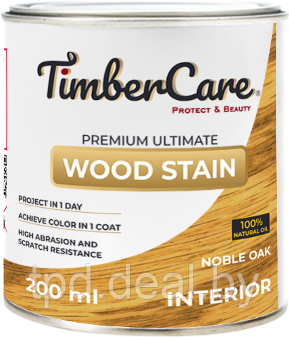 ТОНИРУЮЩЕЕ МАСЛО ВЫСОКОЙ ПРОЧНОСТИ TimberCare Wood Stain, цвет Благородный дуб, 0,2 л - фото 1 - id-p194228289