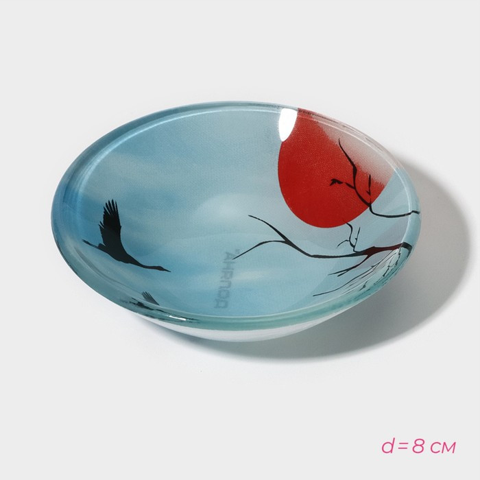 Набор для суши из стекла Доляна «Журавль», 3 предмета: соусники 8×2 см, 8×6 см, подставка 25×15 см - фото 6 - id-p224651780